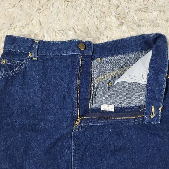 Vintage LL Bean Dark Wash Denim Jean Skirt Made in Maine - USA / Size 16 - Picture 6 of 16
